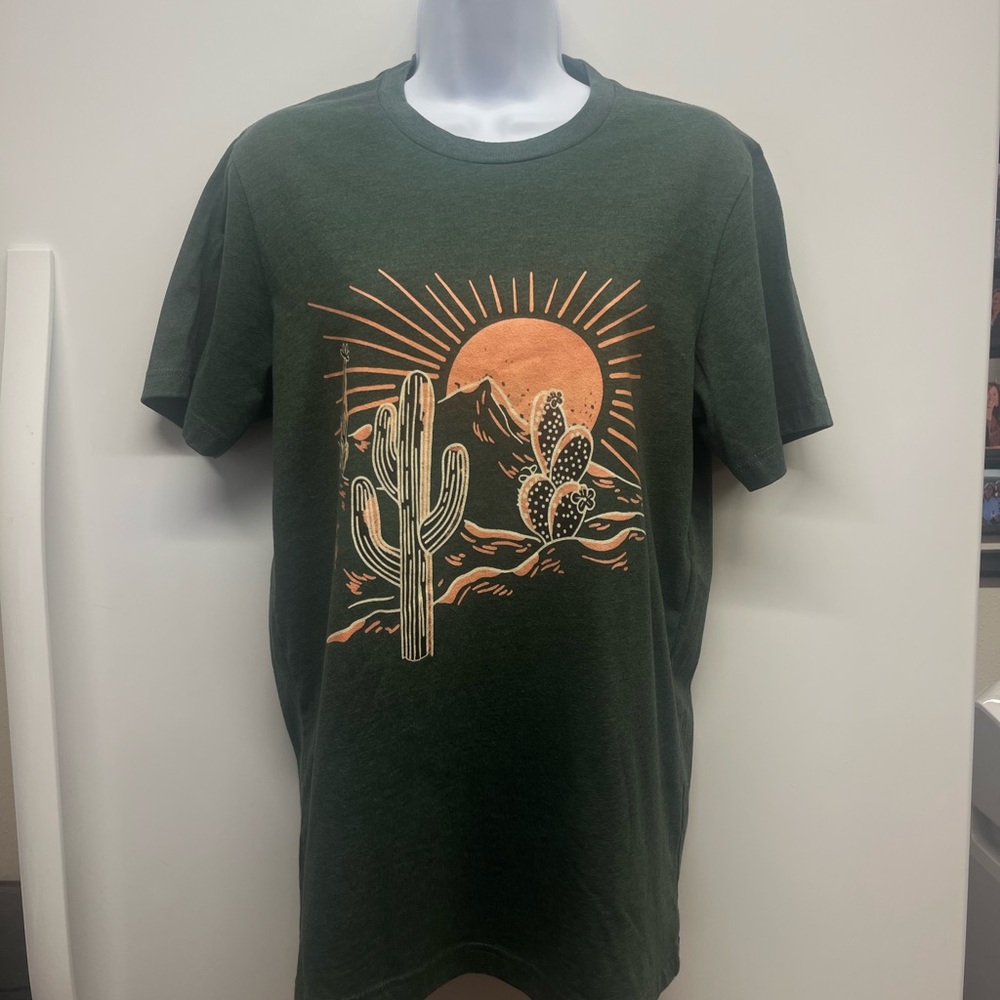 Bella Canvas Dark Green Tee with Desert Print